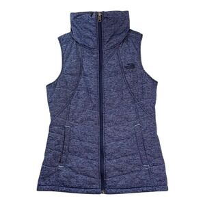 The North Face Womens Pseudio Puffer Vest S Heathered Blue Quilted Layer Outdoor